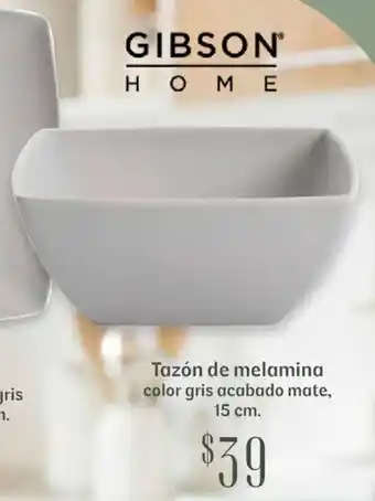 Gibson home tazón de melamina color gris acabado mate