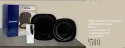 Soriana Híper Luminarc vajilla 12 piezas de vidrio opal cuadrada color negra. oferta