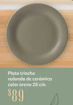 Soriana Híper Plato trinche redondo de cerámica color arena oferta