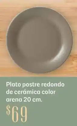 Soriana Híper Plato postre redondo de cerámica color arena oferta