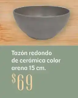 Soriana Híper Tazón redondo de cerámica color arena oferta