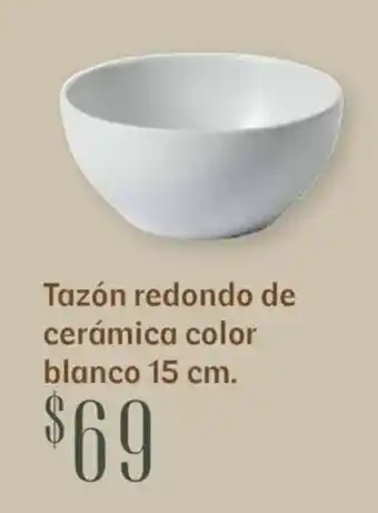 Tazón redondo de cerámica color blanco