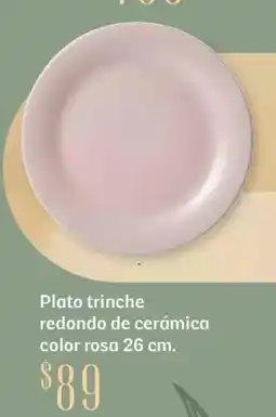 Soriana Híper Plato trinche redondo de cerámica color rosa oferta