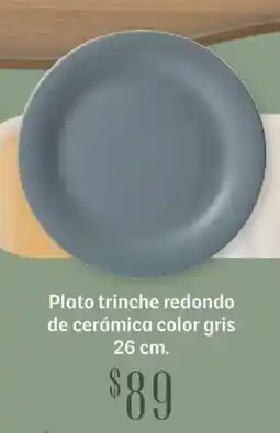 Soriana Híper Plato trinche redondo de cerámica color gris oferta