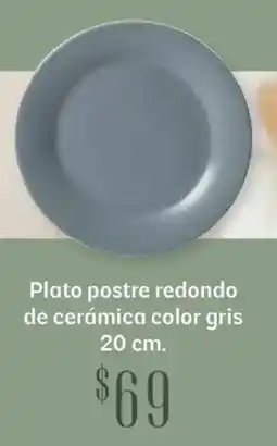 Soriana Híper Plato postre redondo de cerámica color gris oferta
