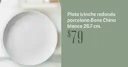 Soriana Híper Plato trinche redondo porcelana bone china blanco oferta