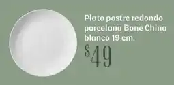 Soriana Híper Plato postre redondo porcelana bone china blanco oferta