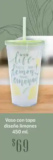Soriana Híper Vaso con tapa diseño limones oferta