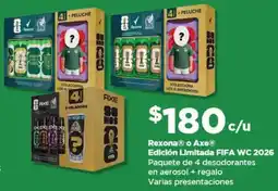 Bodega Aurrerá Rexona o Axe Edición Limitada FIFA WC 2026 desodorantes en aerosol + regalo oferta