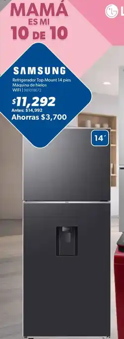 Refrigerador Top Mount 14 pies Máquina de hielos