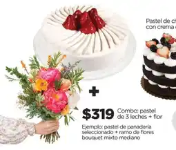 Chedraui Combo: pastel de 3 leches + flor oferta