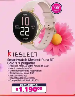 Soriana Híper Smartwatch Kieslect Pura BT Gold 1.1 pulgadas oferta