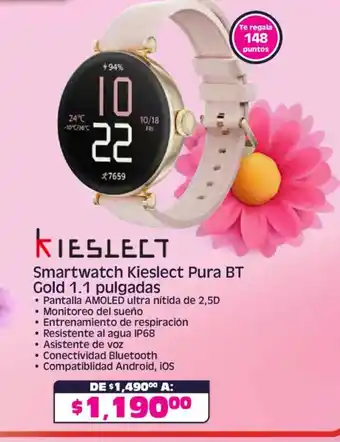 Smartwatch Kieslect Pura BT Gold 1.1 pulgadas