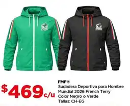 Bodega Aurrerá Fmf sudadera deportiva para hombre mundial 2026 french terry color negro o verde oferta