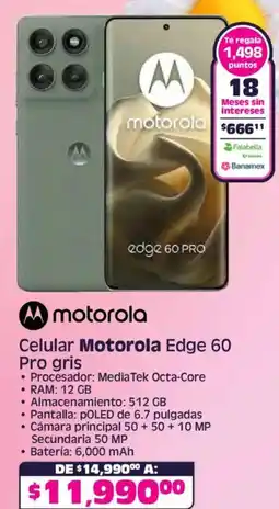 Soriana Híper Motorola celular edge 60 pro gris oferta