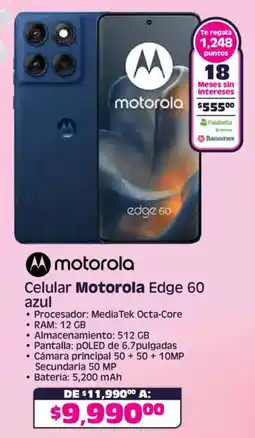 Soriana Híper Motorola celular edge 60 azul oferta