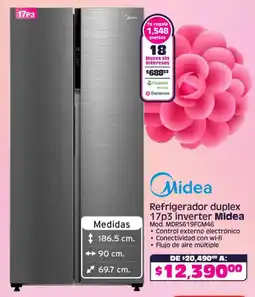 Soriana Híper Midea refrigerador duplex 17p3 inverter oferta