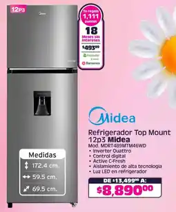 Soriana Híper Midea refrigerador top mount 12p3 oferta