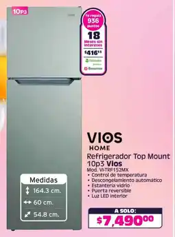 Soriana Híper Vios home refrigerador top mount oferta