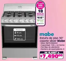 Soriana Híper Mabe estufa de piso 30" copete silver oferta