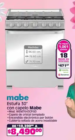 Soriana Híper Mabe estufa 30" oferta