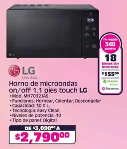 Soriana Híper Lg horno de microondas on/off 1.1 pies touch oferta