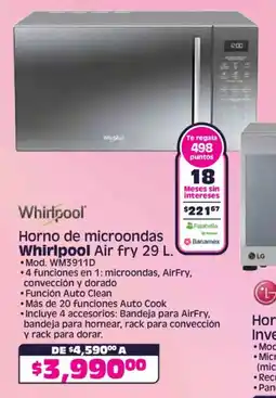 Soriana Híper Whirlpool horno de microondas air fry oferta