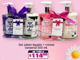 Soriana Híper Set jabón líquido + crema corporal oferta
