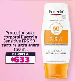 Soriana Híper Eucerin protector solar corporal sensitive fps 50+ textura ultra ligera oferta