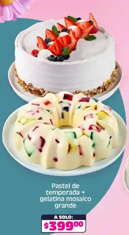 Soriana Híper Pastel de temporada + gelatina mosaico grande oferta