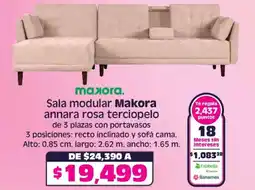 Soriana Híper Makora sala modular annara rosa terciopelo oferta