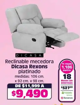 Soriana Híper Dicasa rexons reclinable mecedora platinado oferta