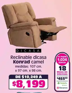 Soriana Híper Konrad reclinable dicasa camel oferta