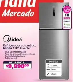 Soriana Mercado Midea refrigerador inverter 15P3 oferta