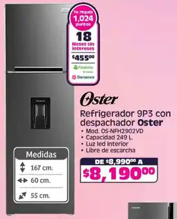 Soriana Mercado Oster refrigerador con despachador 9P3 oferta