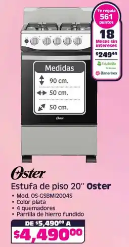 Soriana Mercado Oster estufa de piso 20" oferta