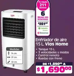 Soriana Mercado Vios Home enfriador de aire 15 L oferta