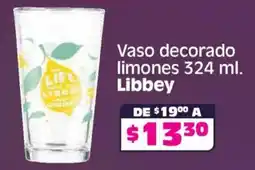 Soriana Mercado Libbey vaso decorado limoned oferta