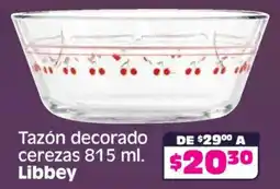 Soriana Mercado Libbey tazón decorado cerezas oferta