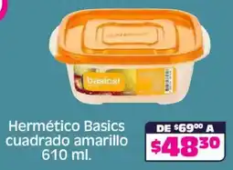 Soriana Mercado Hermético Basics cuadrado amarillo oferta