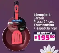 Soriana Mercado Tramontina Ejemplo sartén praga + espátula rojo oferta
