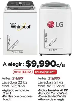 Chedraui Whirlpool lavadora 2 en 1 oferta