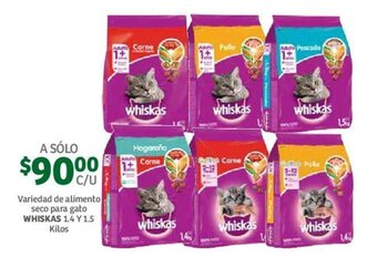 Soriana Mercado Alimento Seco Para Gato Whiskas 1.4 y 1.5kg oferta