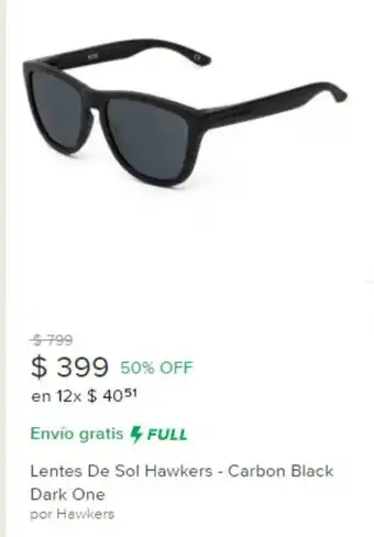 Mercado Libre Lentes de Sol Hawkers Carbon Black Dark One oferta