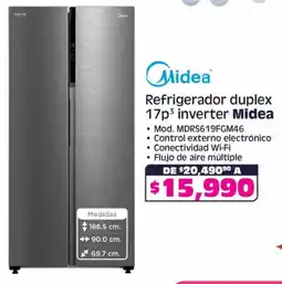 Soriana Híper Midea refrigerador duplex 17p³ inverter oferta