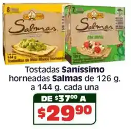 Soriana Híper Saníssimo tostadas horneadas salmas oferta