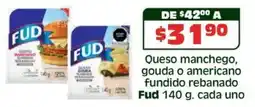 Soriana Híper Fud queso manchego, gouda o americano fundido rebanado oferta