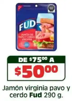 Soriana Híper Fud jamón virginia pavo y cerdo oferta