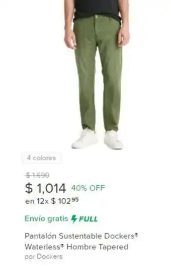 Mercado Libre Pantalón Sustentable Dockers Waterless Hombre Tapered oferta
