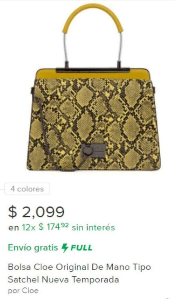 Bolsa Cloe Original de Mano Tipo Satchel Nueva Temporada oferta en